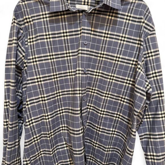 Burberry Men's Designer Blue White Button Down Shirts XXL EUC - Picture 1 of 3